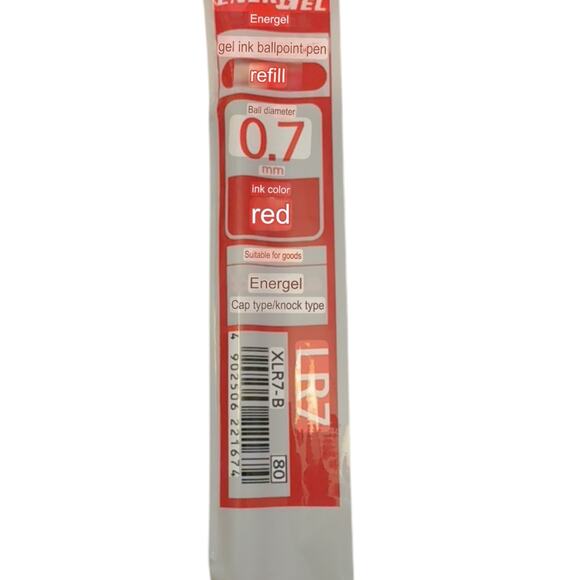 Pentel 2 Red EnerGel 0.7 Ballpoint Pen Refill LR7 XLR7-B - Picture 3 of 3